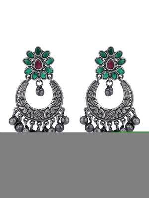 Elegant oxidised red and green earring set for women and girls 3