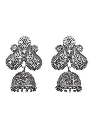 Classic oxidised grey necklace set for women and girls 5