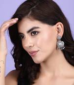 Elegant oxidised grey earring set for women and girls