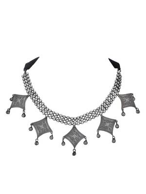 Elegant oxidised grey necklace set for women and girls 4
