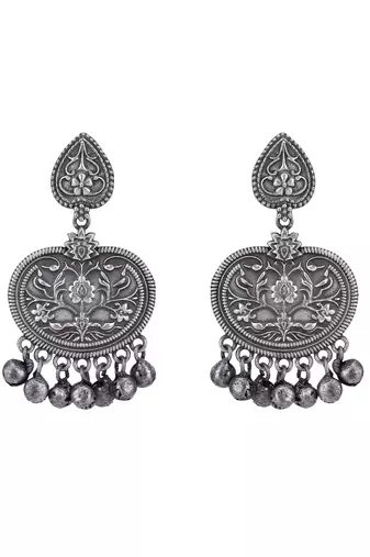 Elegant oxidised grey earring set for women and girls