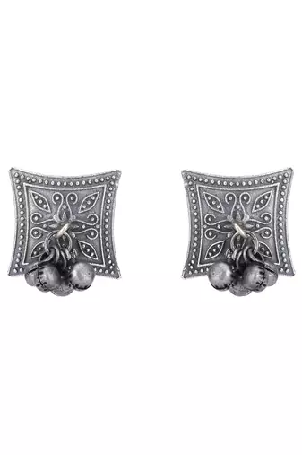Elegant oxidised grey necklace set for women and girls