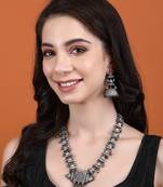 Classic oxidised grey necklace set for women and girls