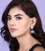 Classic oxidised grey earring set for women and girls