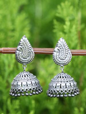 Classic oxidised grey earring set for women and girls 2