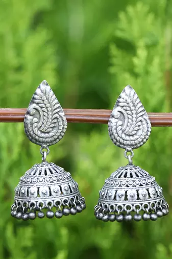 Classic oxidised grey earring set for women and girls