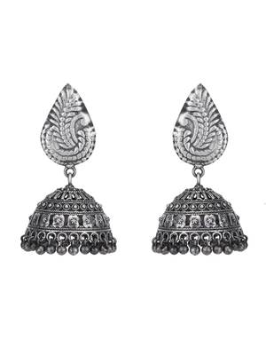Classic oxidised grey earring set for women and girls 3