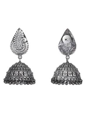 Classic oxidised grey earring set for women and girls 4