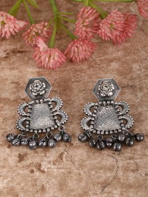 Classic oxidised grey earring set for women and girls 2