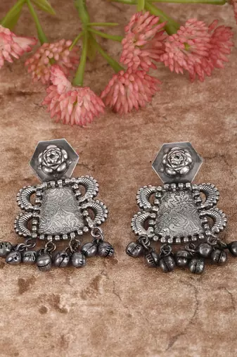 Classic oxidised grey earring set for women and girls