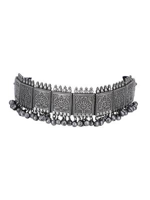 Classic oxidised grey necklace set for women and girls 4