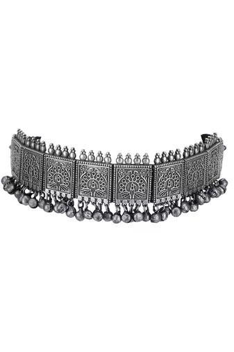 Classic oxidised grey necklace set for women and girls