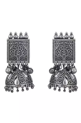 Classic oxidised grey necklace set for women and girls