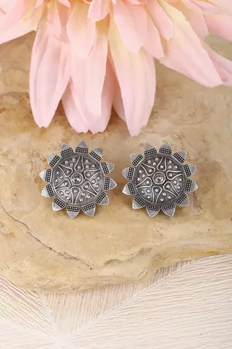 Classic oxidised grey earring set for women and girls