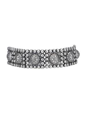 Classic oxidised grey necklace set for women and girls 4
