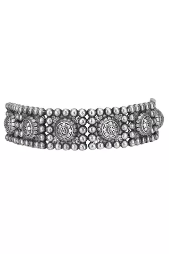 Classic oxidised grey necklace set for women and girls