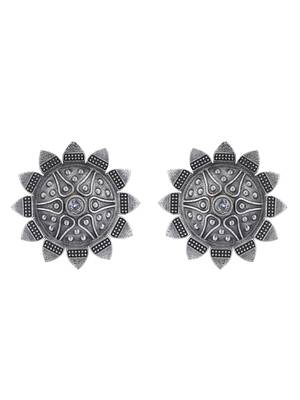 Classic oxidised grey earring set for women and girls 3