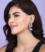 Elegant oxidised grey earring set for women and girls