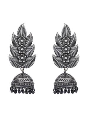 Elegant oxidised grey earring set for women and girls 3