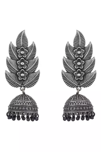 Elegant oxidised grey earring set for women and girls