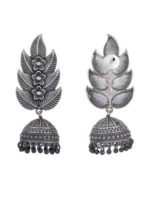 Elegant oxidised grey earring set for women and girls 4