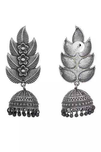 Elegant oxidised grey earring set for women and girls