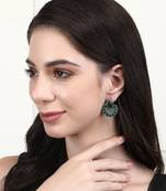 Elegant oxidised green earring set for women and girls