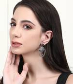 Classic oxidised grey earring set for women and girls