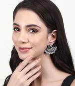 Elegant oxidised green and grey earring set for women and girls