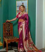 Purple Marathi Traditional look Paithani saree