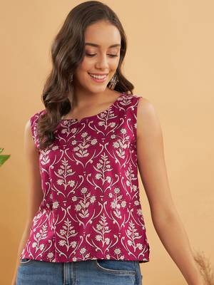 WINE CREAM FLORAL PRINT W/U TOP 1