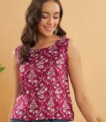 WINE CREAM FLORAL PRINT W/U TOP