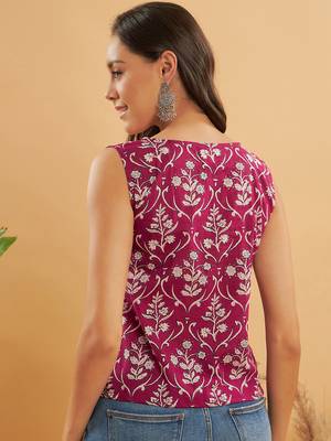 WINE CREAM FLORAL PRINT W/U TOP 3