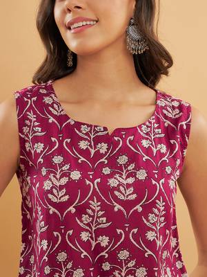 WINE CREAM FLORAL PRINT W/U TOP 4