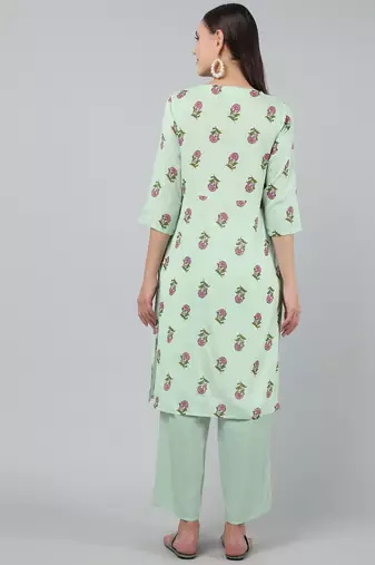 Anushil stylish and comfortable cotton kurti for women's and girls - allover printed roundneck design with show buttons