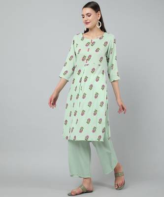 Anushil stylish and comfortable cotton kurti for women's and girls - allover printed roundneck design with show buttons 4