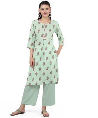 Anushil stylish and comfortable cotton kurti for women's and girls - allover printed roundneck design with show buttons 5