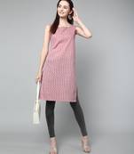 Anushil stylish and comfortable cotton kurti for women's and girls - allover printed roundneck sleeveless