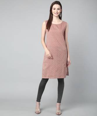 Anushil stylish and comfortable cotton kurti for women's and girls - allover printed roundneck sleeveless 5