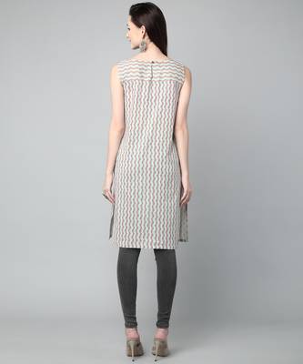 Anushil stylish and comfortable cotton kurti for women's and girls - allover printed roundneck sleeveless 4