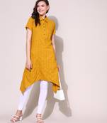 Anushil stylish checkered lurex cotton kurti for women's and girls - shirt collar long side