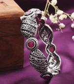 Oxidised Bangle With Pink Stone