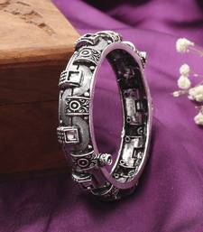 Oxidised Metallic Silver Kada