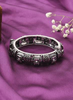Oxidised Metallic Silver Kada 3