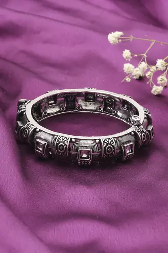 Oxidised Metallic Silver Kada