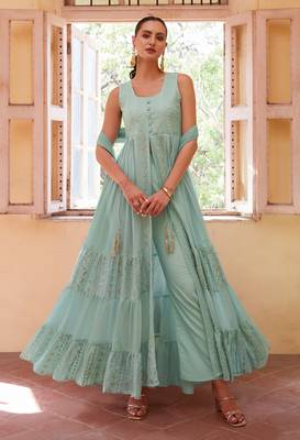 Fascinating Firozi Beautifully Crafted with Embroidered traditional Indian clothing with Western styles 6