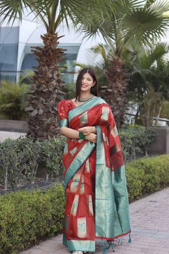 Beautiful Banarasi Red Jacquard Saree