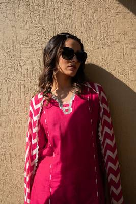 Gajari Women Embroidered Viscose Straight Kurta Pant Dupatta Set 5