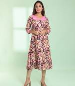 Purple rayon floral printed a-line kurta