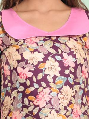 Purple rayon floral printed a-line kurta 5